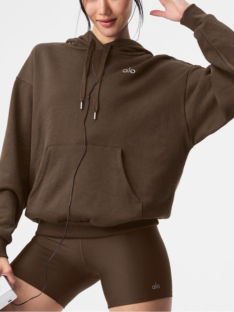 Alo Accolade Hoodie/Straight Leg Pants -Set Espresso Xxs
